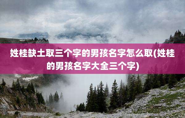 姓桂缺土取三个字的男孩名字怎么取(姓桂的男孩名字大全三个字)