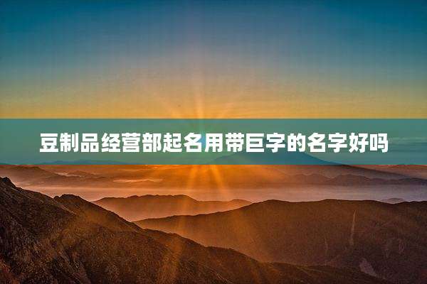 豆制品经营部起名用带巨字的名字好吗