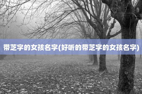 带芝字的女孩名字(好听的带芝字的女孩名字)
