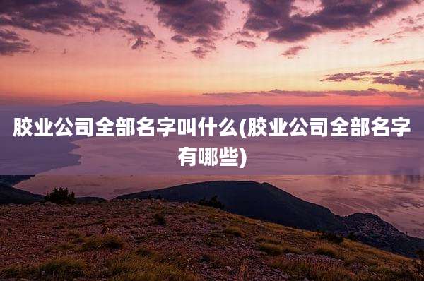 胶业公司全部名字叫什么(胶业公司全部名字有哪些)