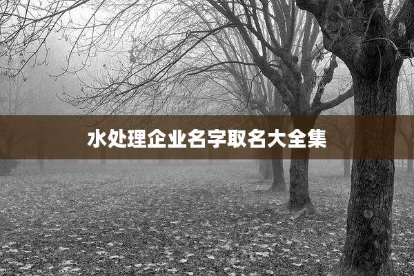 水处理企业名字取名大全集