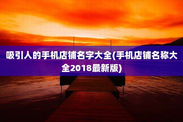 吸引人的手机店铺名字大全(手机店铺名称大全2018最新版)