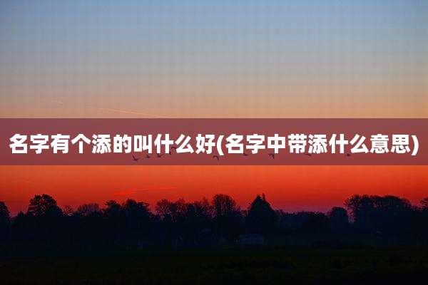名字有个添的叫什么好(名字中带添什么意思)