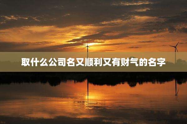 取什么公司名又顺利又有财气的名字