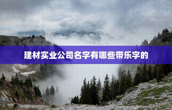 建材实业公司名字有哪些带乐字的