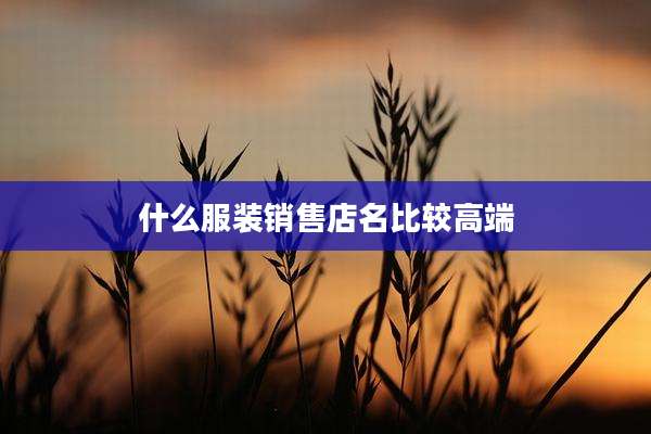 什么服装销售店名比较高端