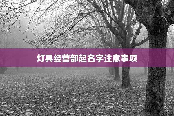 灯具经营部起名字注意事项