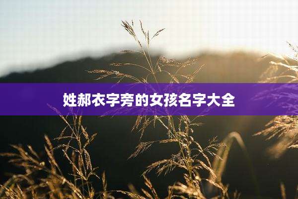 姓郝衣字旁的女孩名字大全