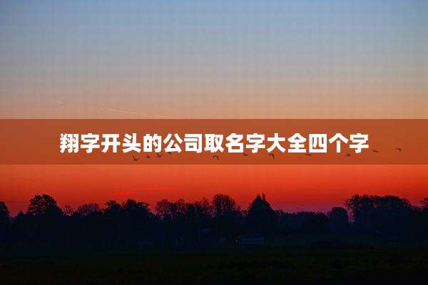 翔字开头的公司取名字大全四个字