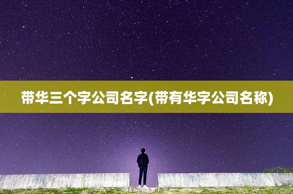 带华三个字公司名字(带有华字公司名称)