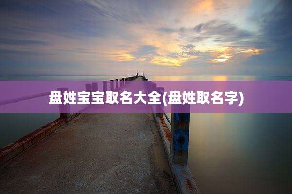 盘姓宝宝取名大全(盘姓取名字)