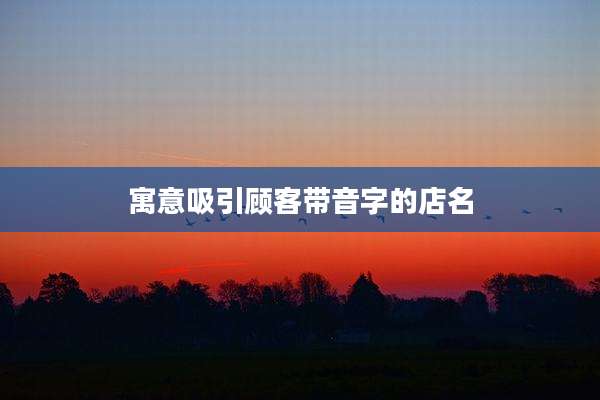 寓意吸引顾客带音字的店名