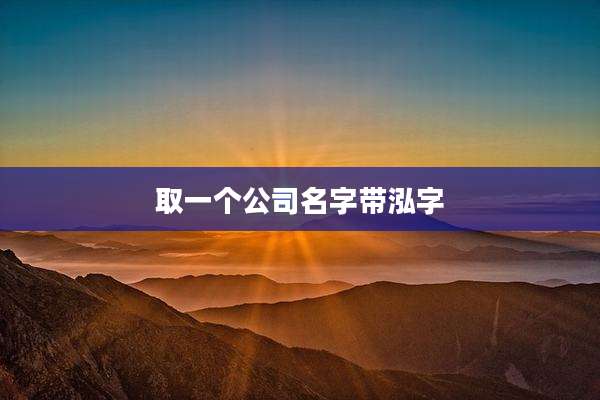 取一个公司名字带泓字