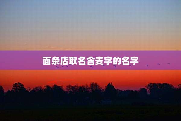 面条店取名含麦字的名字
