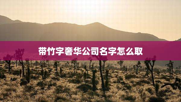带竹字奢华公司名字怎么取
