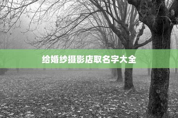 给婚纱摄影店取名字大全