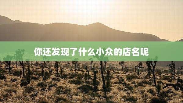 你还发现了什么小众的店名呢