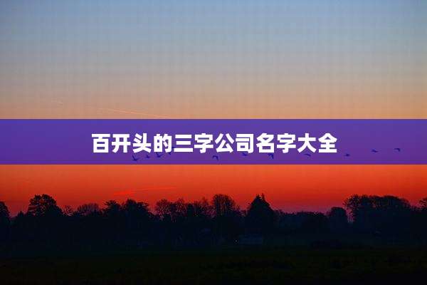 百开头的三字公司名字大全