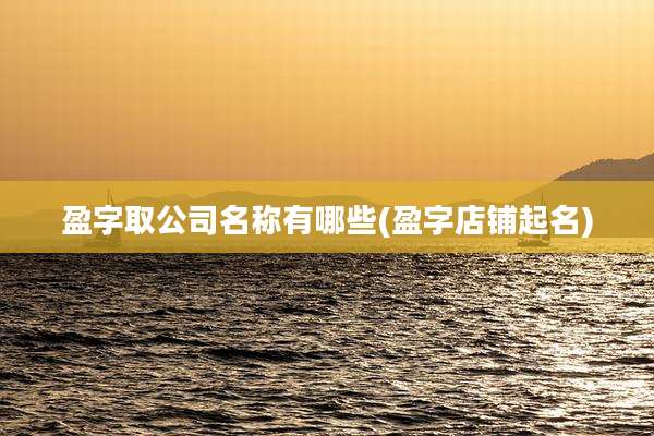 盈字取公司名称有哪些(盈字店铺起名)