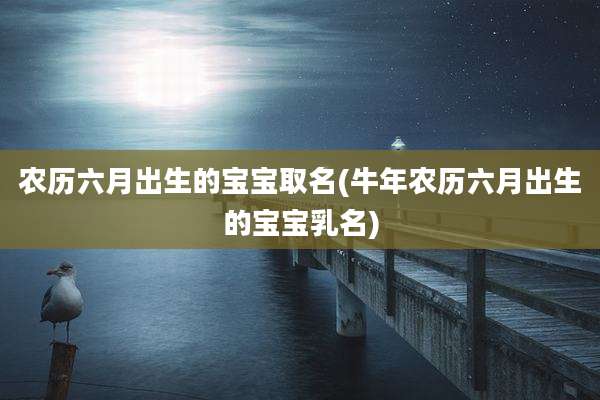农历六月出生的宝宝取名(牛年农历六月出生的宝宝乳名)