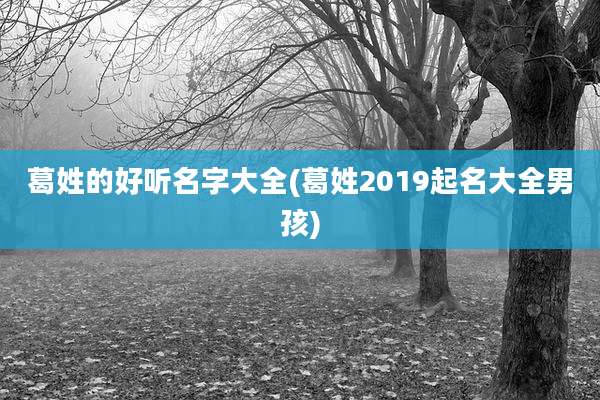 葛姓的好听名字大全(葛姓2019起名大全男孩)