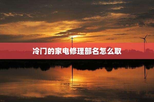 冷门的家电修理部名怎么取