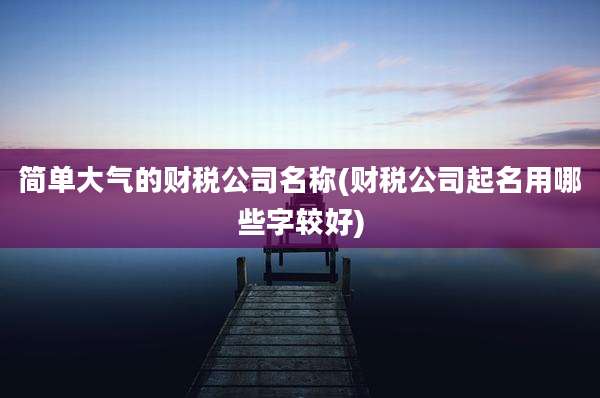 简单大气的财税公司名称(财税公司起名用哪些字较好)