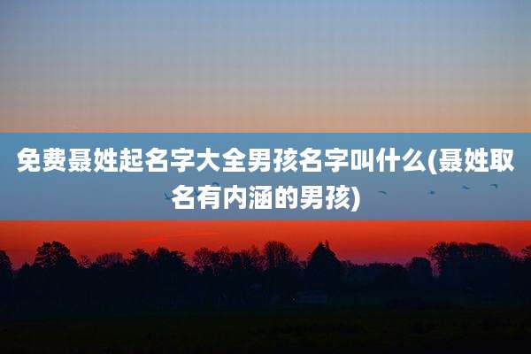 免费聂姓起名字大全男孩名字叫什么(聂姓取名有内涵的男孩)