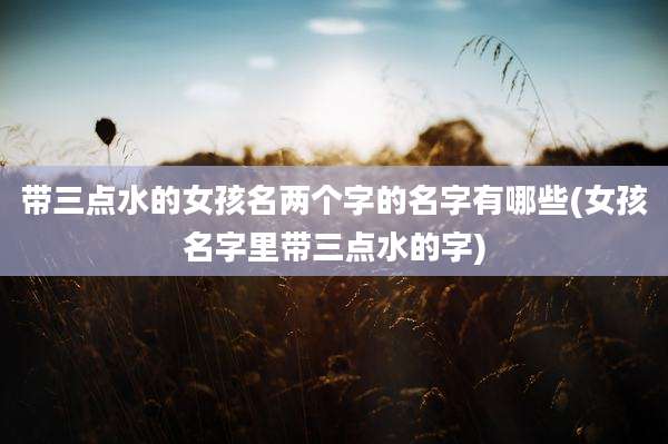 带三点水的女孩名两个字的名字有哪些(女孩名字里带三点水的字)