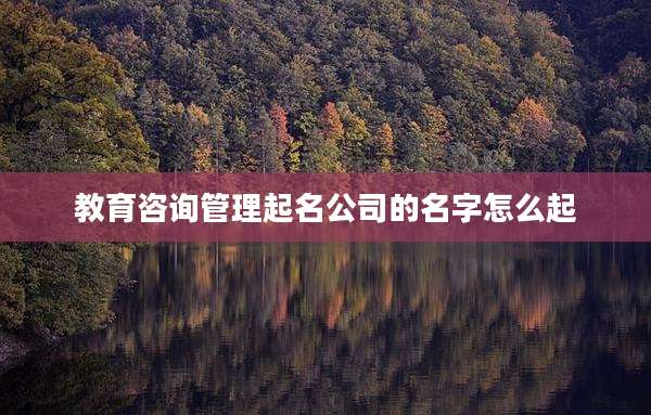 教育咨询管理起名公司的名字怎么起
