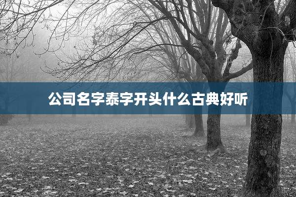 公司名字泰字开头什么古典好听