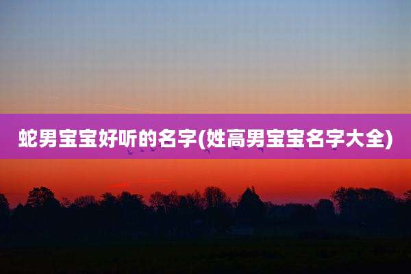 蛇男宝宝好听的名字(姓高男宝宝名字大全)