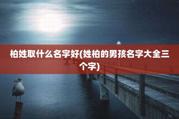柏姓取什么名字好(姓柏的男孩名字大全三个字)