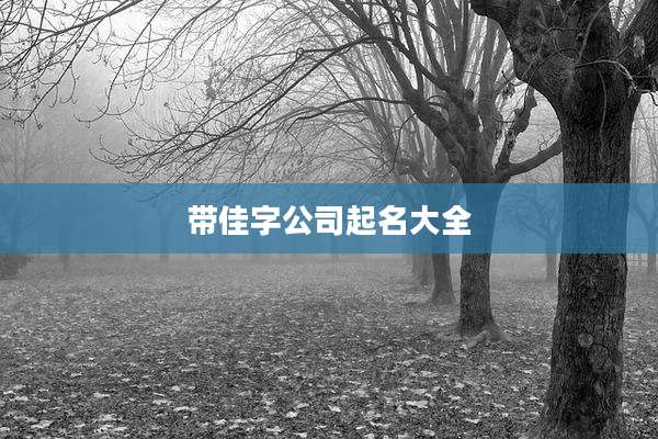 带佳字公司起名大全
