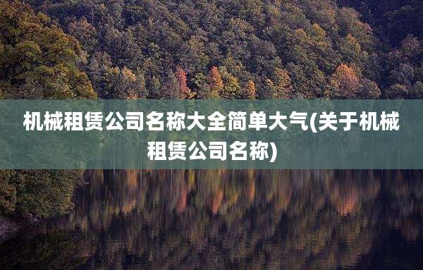 机械租赁公司名称大全简单大气(关于机械租赁公司名称)