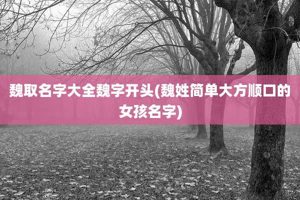魏取名字大全魏字开头(魏姓简单大方顺口的女孩名字)