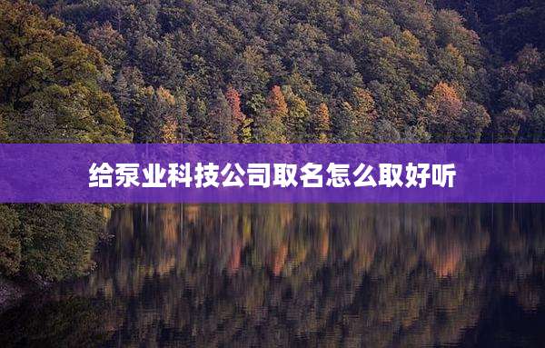 给泵业科技公司取名怎么取好听