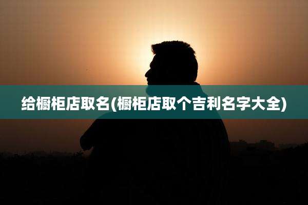给橱柜店取名(橱柜店取个吉利名字大全)