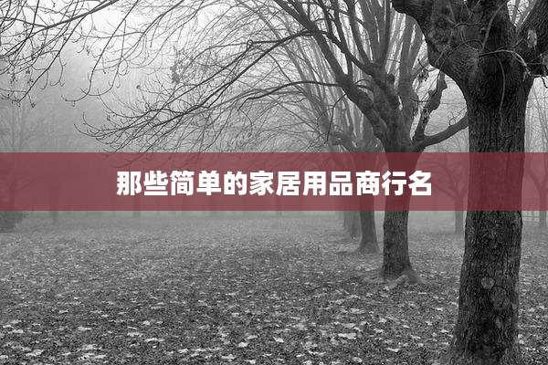 那些简单的家居用品商行名