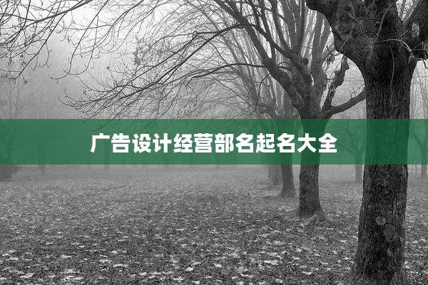 广告设计经营部名起名大全