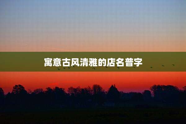 寓意古风清雅的店名普字