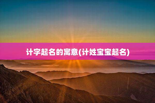 计字起名的寓意(计姓宝宝起名)