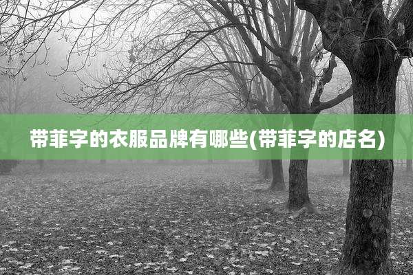 带菲字的衣服品牌有哪些(带菲字的店名)