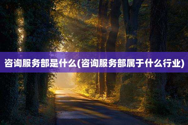 咨询服务部是什么(咨询服务部属于什么行业)