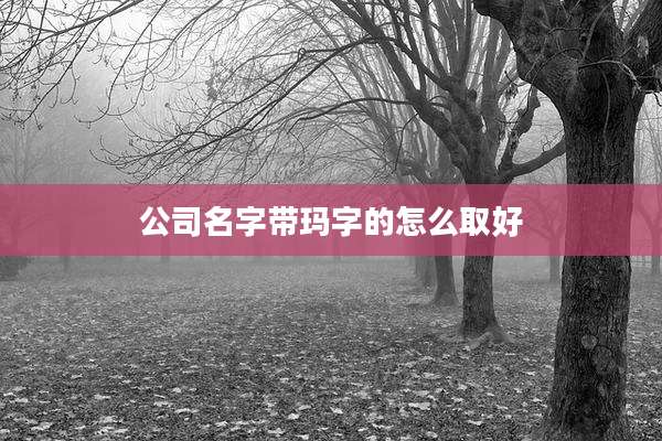 公司名字带玛字的怎么取好