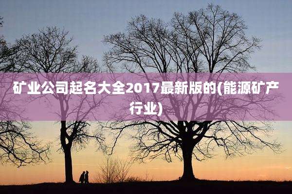 矿业公司起名大全2017最新版的(能源矿产行业)