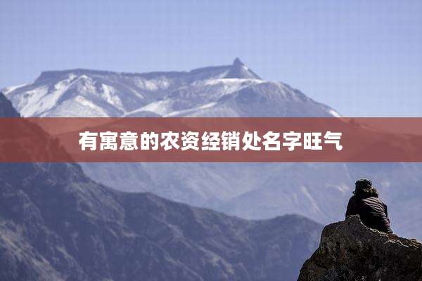 有寓意的农资经销处名字旺气