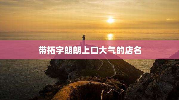 带拓字朗朗上口大气的店名