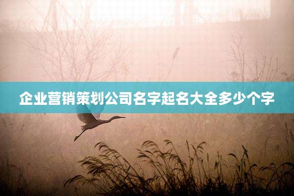 企业营销策划公司名字起名大全多少个字