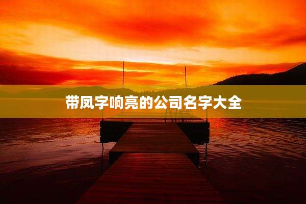 带凤字响亮的公司名字大全